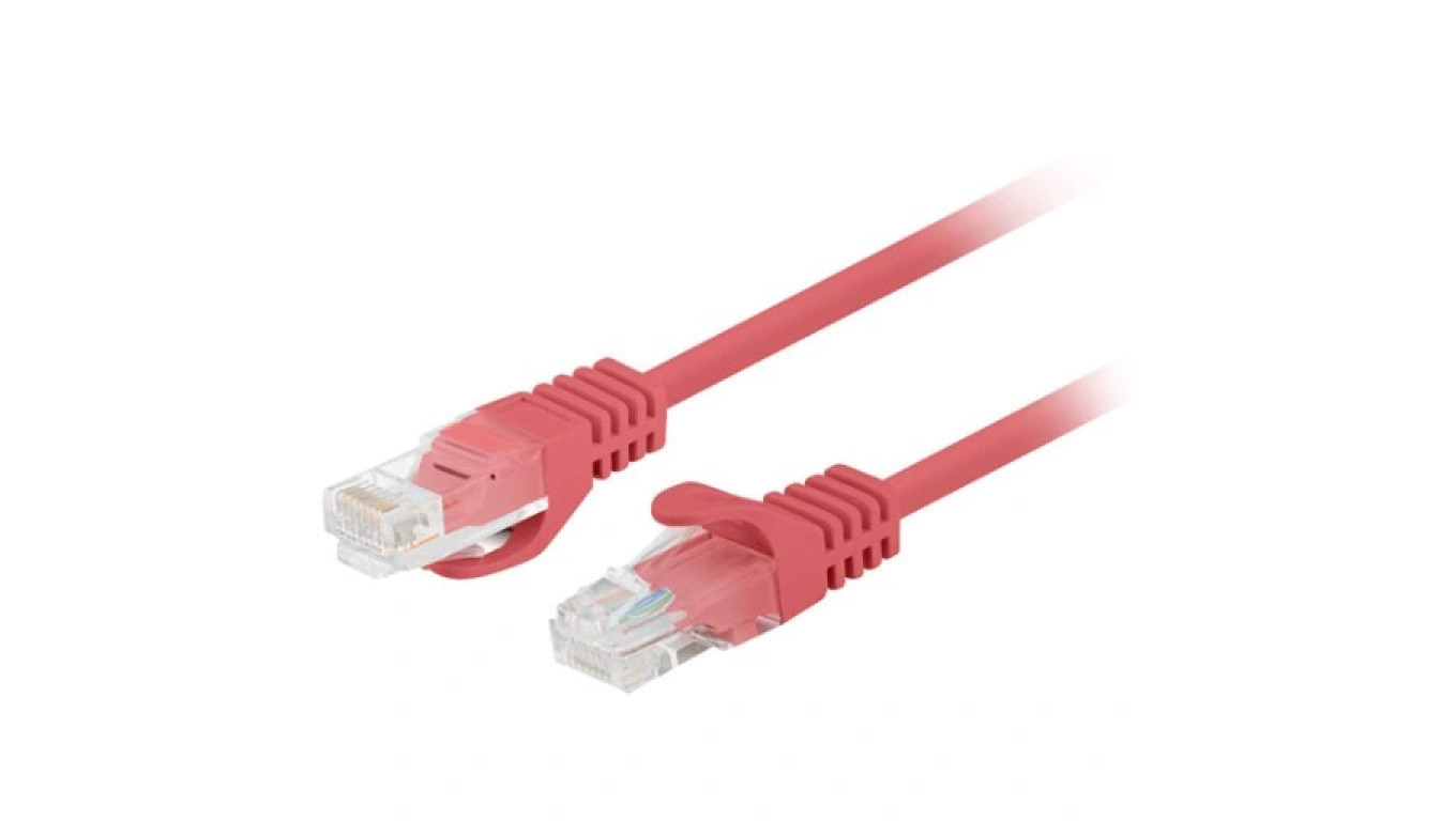 Patchcord UTP kat.5e kabel sieciowy LAN 2x RJ45 linka czerwony 0,5m LANBERG