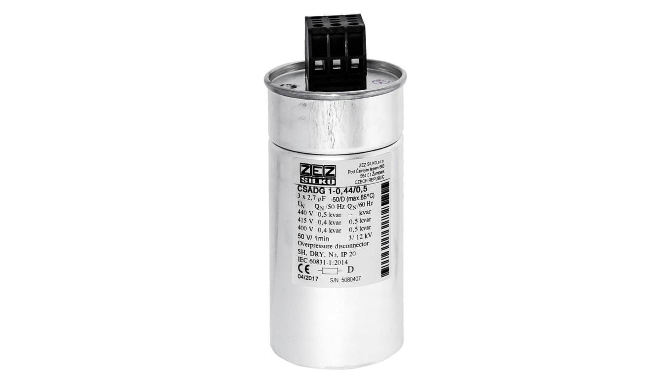Kondensator 0,5kvar 440V Cn=3x2,74µF In=3x0,66A