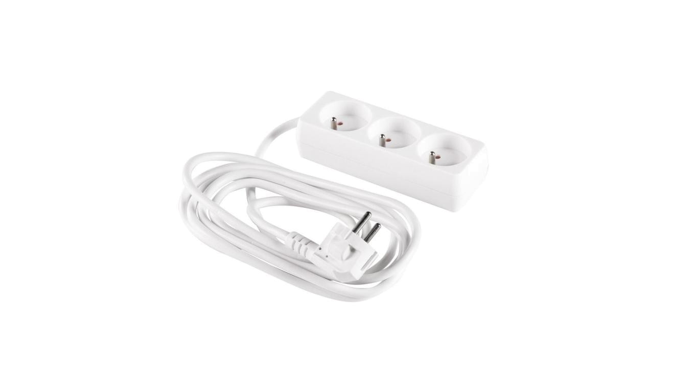 Przedłużacz 3-gniazda z/u 3m /H05VV-F 3G1/ biały PM-BW-3G-30