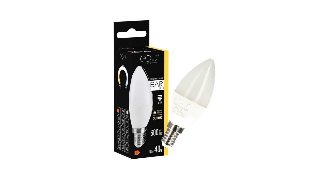 Żarówka BARI LED 6,5W WW świeczka, E14, 3000K, 600lm, 220-240V EDO777662 EDO