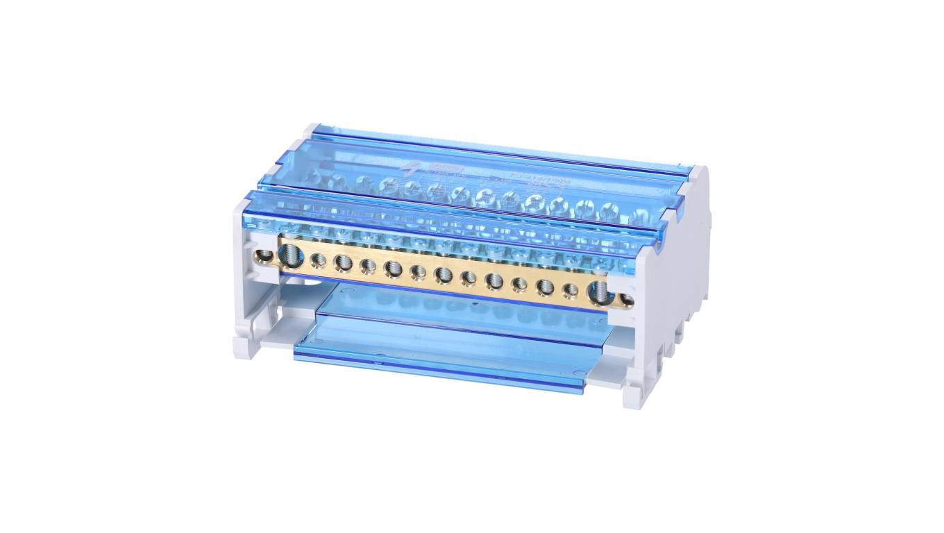 Blok rozdzielczy modułowy Listwa łączeniowa 4x18 100A na szynę DIN TH35 4x (2x 10-25mm2 + 6x 1,5-4mm2 + 7x 2,5-6mm2) FJ-415/100B