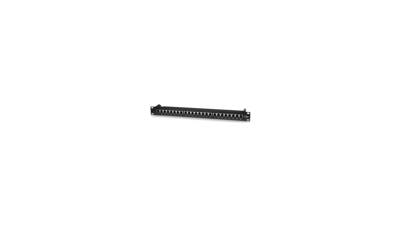 Patch panel STP Cat5e 24 porty RJ45, 1U, czarny