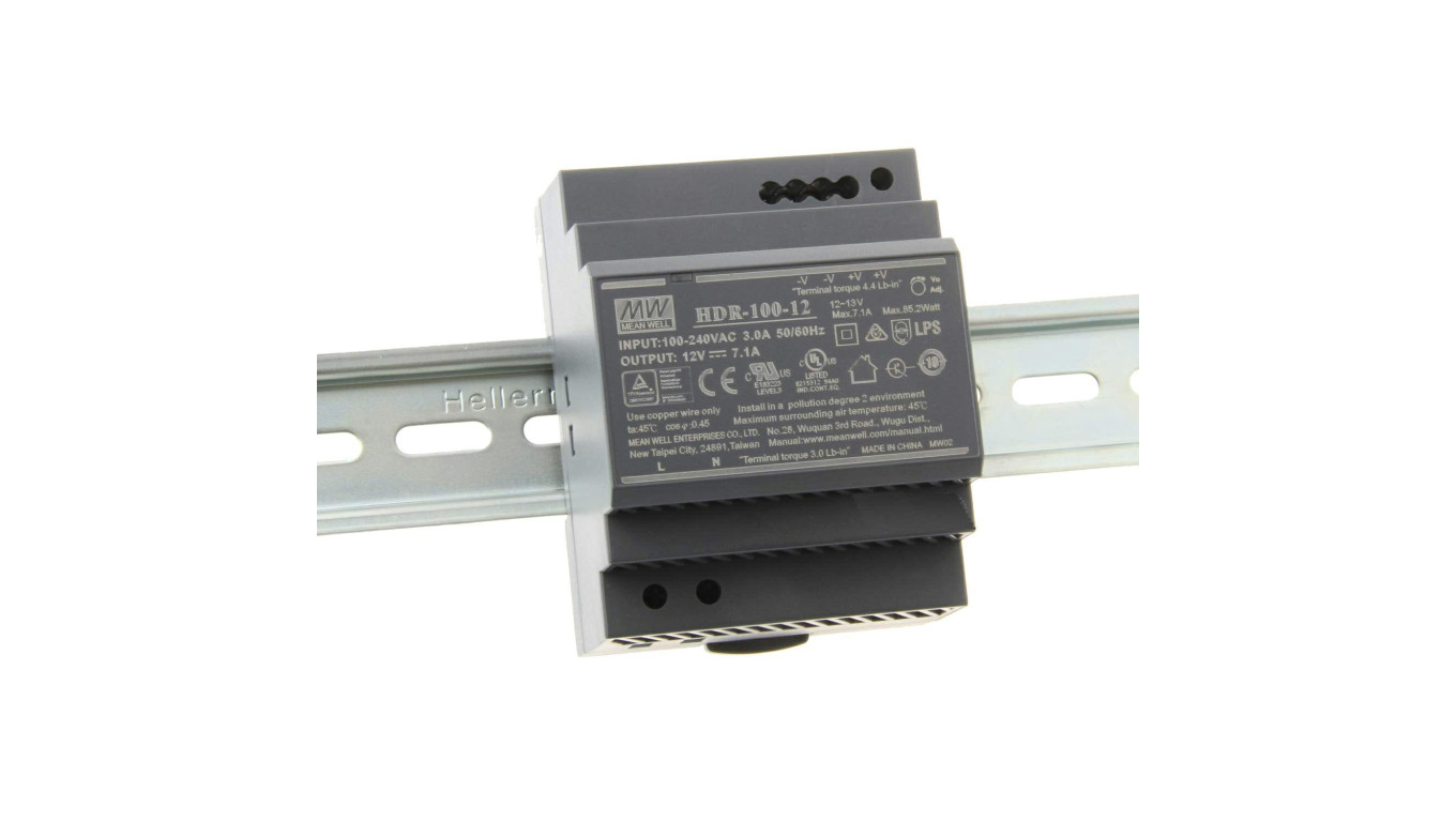 Zasilacz na szynę DIN 85W 12V HDR-100-12 7,1A do led Mean Well