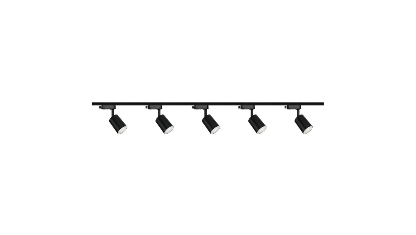 Zestaw 5x lampa SIENA ALU Track czarna z żarówką led gu10 PHILIPS 5W ciepła biała + szynoprzewód 2m kolor czarny