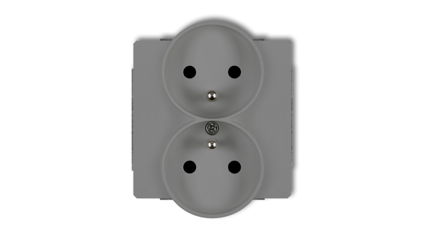 DECO Gniazdo podwójne do ramki z/u szary mat 27DGPR-2zp