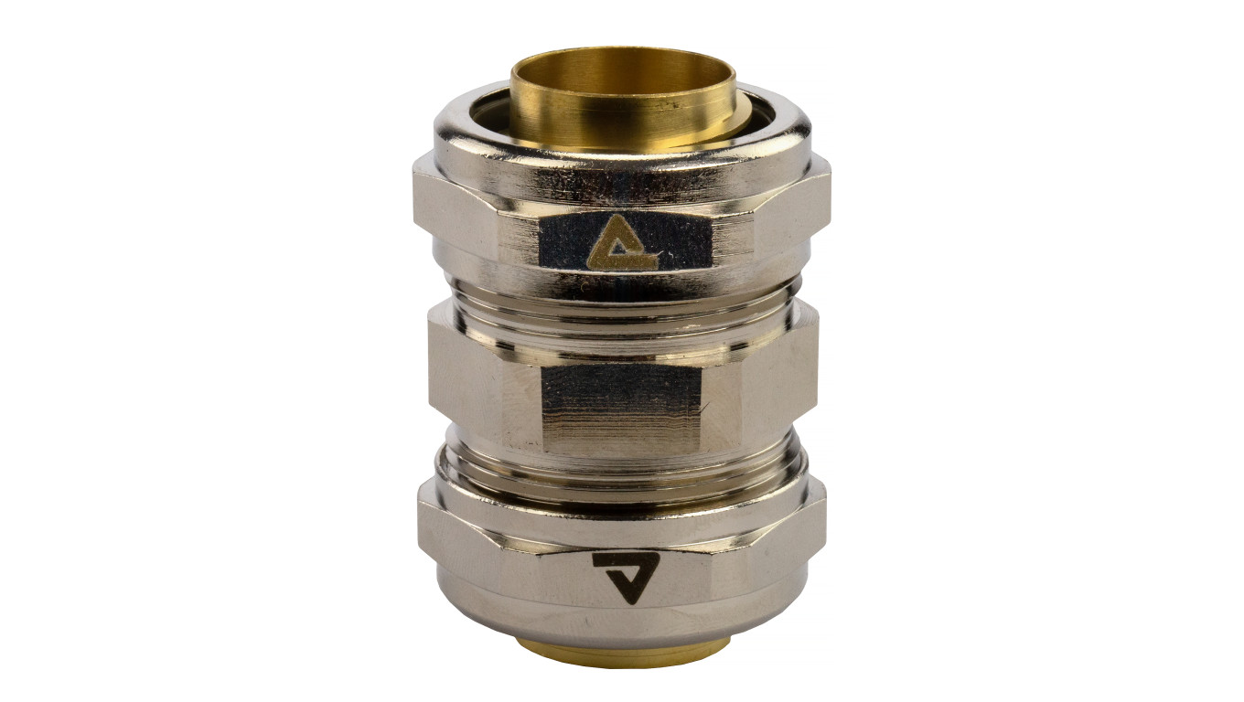 Łącznik metalowy prosty DN 32 do rur karbowanych Anaconda 32mm złączka z pierścieniem poliamidowym IP65