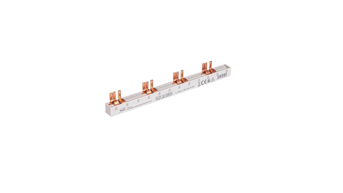 Szyna prądowa łączeniowa - sztyftowa 3-fazowa 63A 12 modułów 10 mm² 81996006
