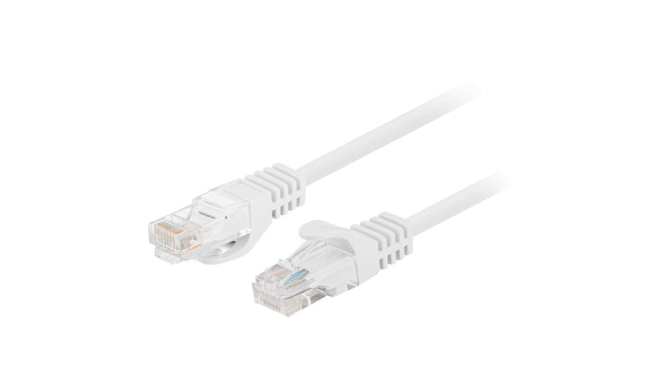 Patchcord UTP kat.6 kabel sieciowy LAN 2x RJ45 linka biały 1m LANBERG