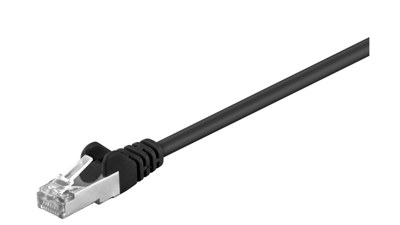 CAT 5e Kabel łączący, F/UTP, czarny - Długość kabla 50 m