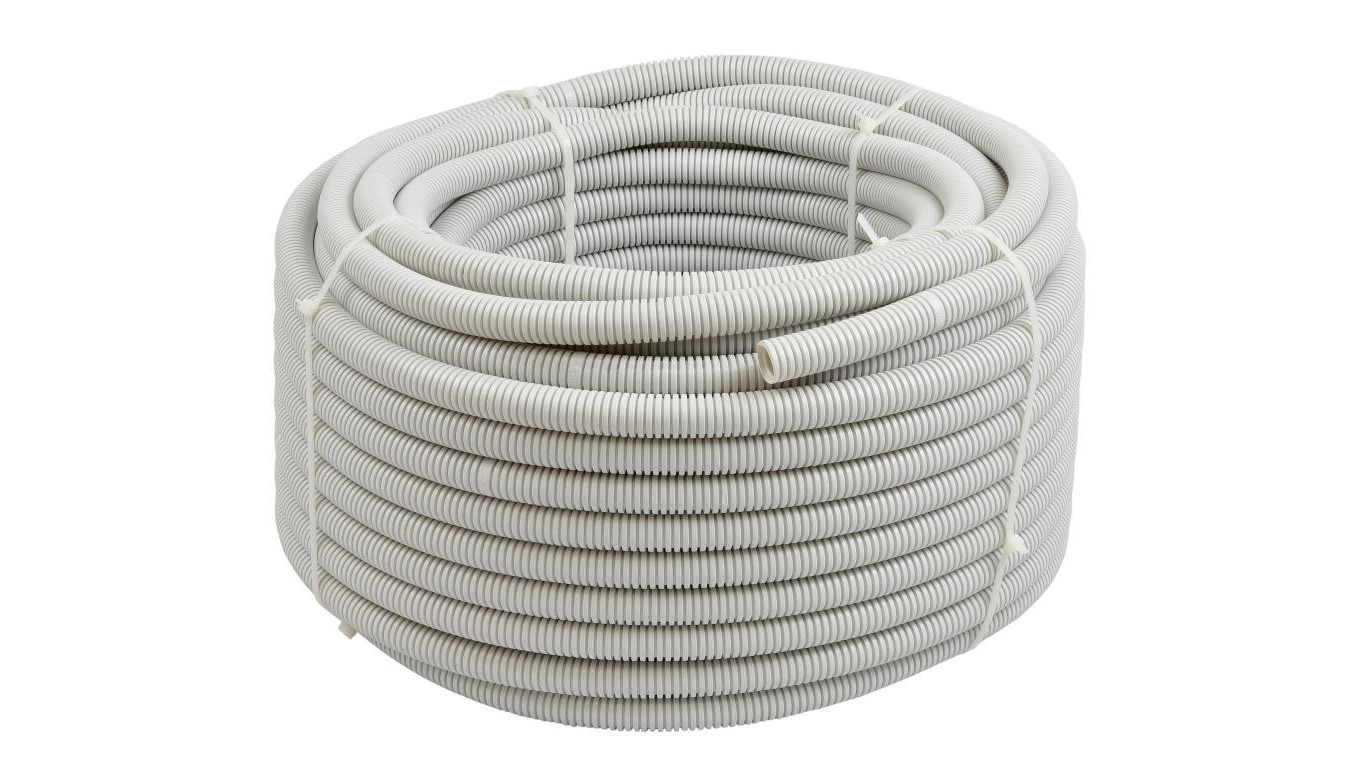 Rura karbowana elektroinstalacyjna RKGL 25/18,2mm giętka samogasnąca peszel 320N PVC UV szara 50m Tubifor