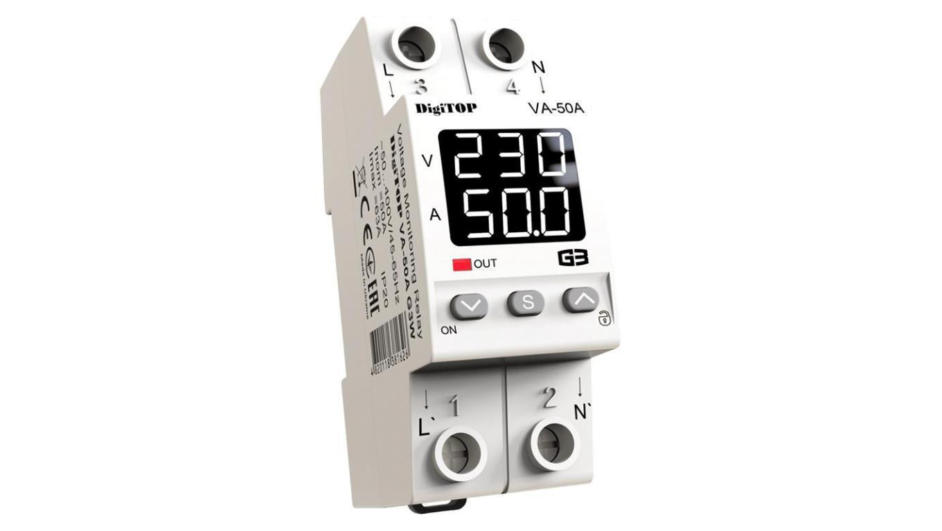 Przekaźnik napięciowy z kontrolą prądu DigiTOP VA-50A G3W