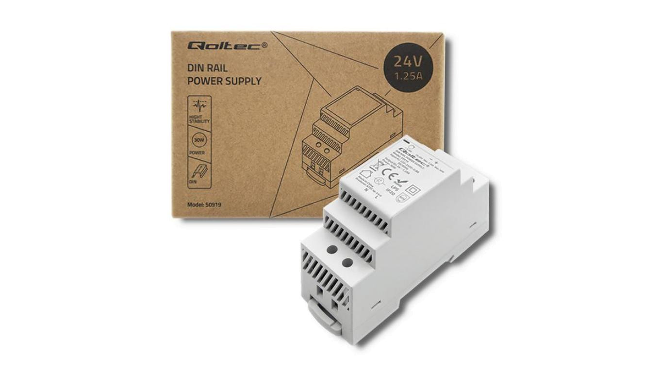 Qoltec Zasilacz na szynę DIN 30W 24V 1.25A Szary