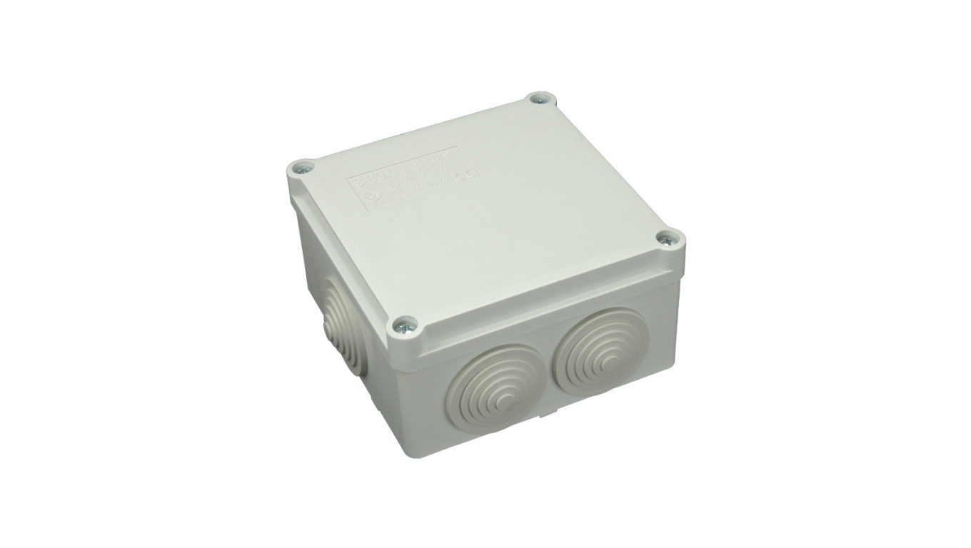 Puszka n/t hermetyczna 100x100x50 6 dławików IP55 szara S-BOX 106