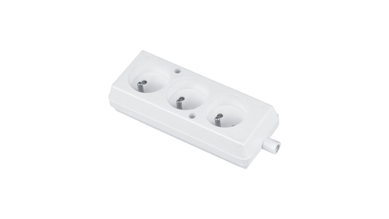 Gniazdo przenośne trzykrotne 16A 2P+Z 250V białe GN-370
