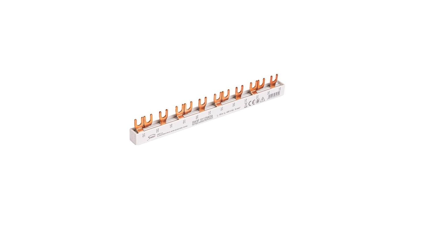 Szyna prądowa łączeniowa - widełkowa 3-fazowa 63A 12 modułów 10 mm² 81992006