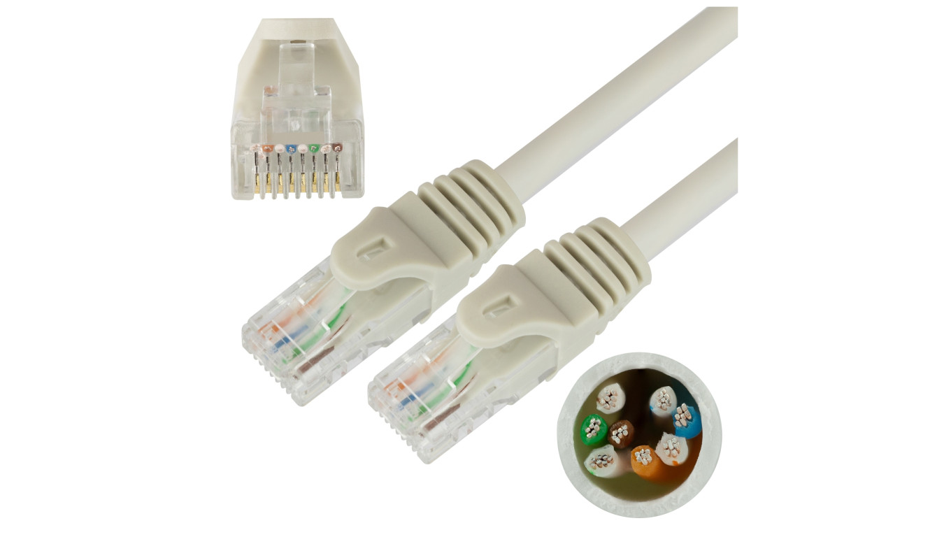 Patchcord UTP kat.5e kabel sieciowy LAN 2x RJ45 linka szary 0,25m NEKU