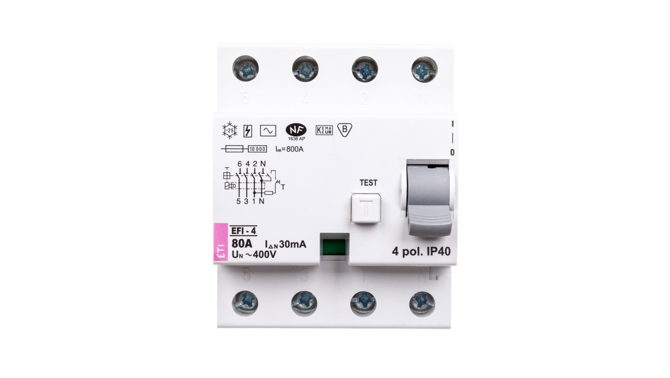 Wyłącznik różnicowoprądowy 4P 80A 0,03A typ AC EFI-4 02062145