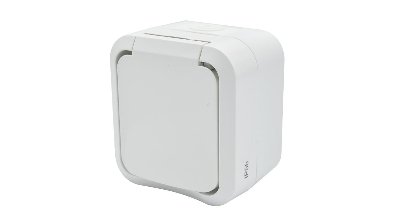 Gniazdo z uziemieniem pojedyncze natynkowe Aqua Pro IP55 białe 60224