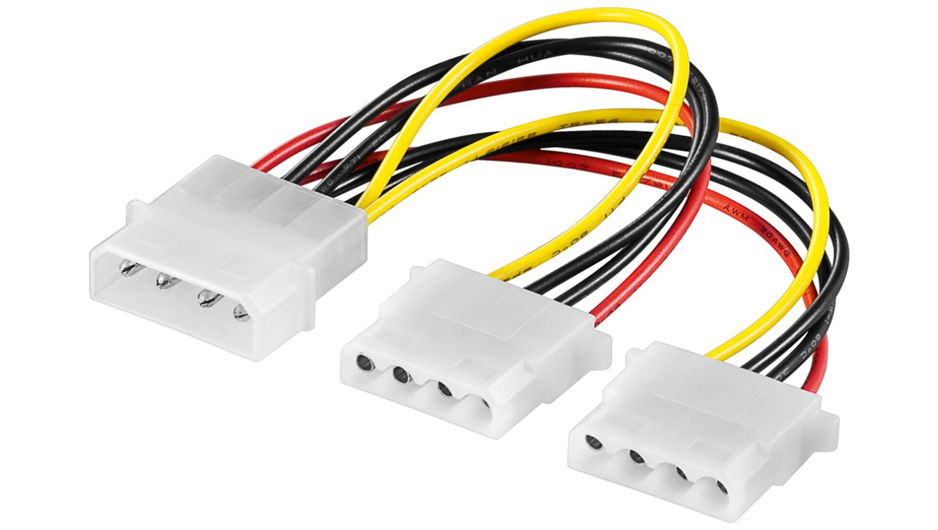 Kabel zasilający typu Y/adapter zasilający do komputera 5,25, 1 x wtyk na 2 x gniazdo - Długość kabla 0.16 m