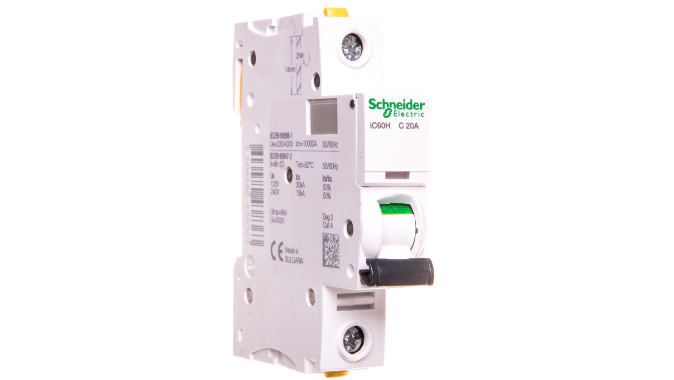 Wyłącznik nadprądowy 1P C 20A 10kA AC iC60H-C20 A9F07120