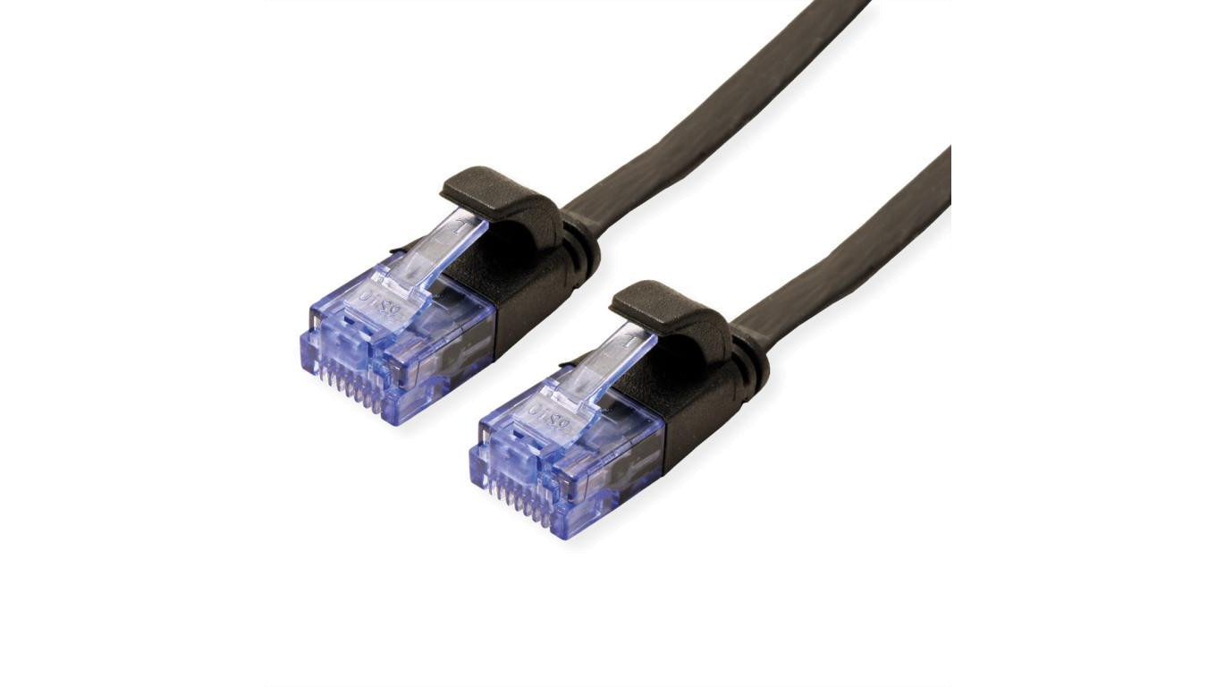 Kabel krosowy UTP VALUE, kat. 6A (klasa EA), bardzo płaski, czarny, 1,5 m