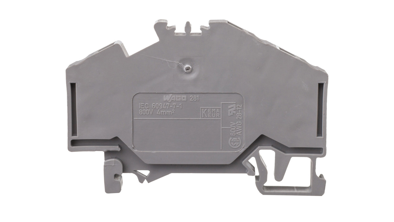 Złączka szynowa 3-przewodowa 4mm2 szara 281-631 /100szt./