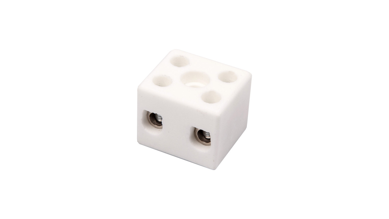 Złączka gwintowa porcelanowa 10mm² 2-tory biała z 1 otworem montażowym CPO-15A-2P 80722516 /20szt./