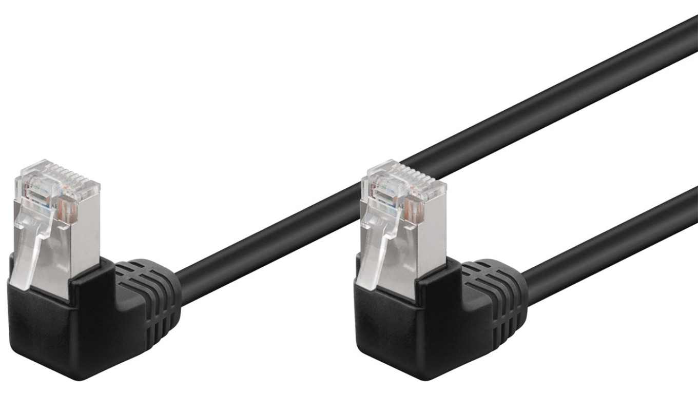 CAT 5e Kabel łączący 2x 90 pod kątem,F/UTP, Czarny - Długość kabla 3 m