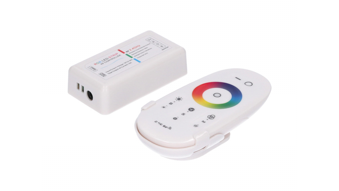 Sterownik LED RGB 3x6A touch RF biały komplet pilot+uchwyt 12-24v Prescot