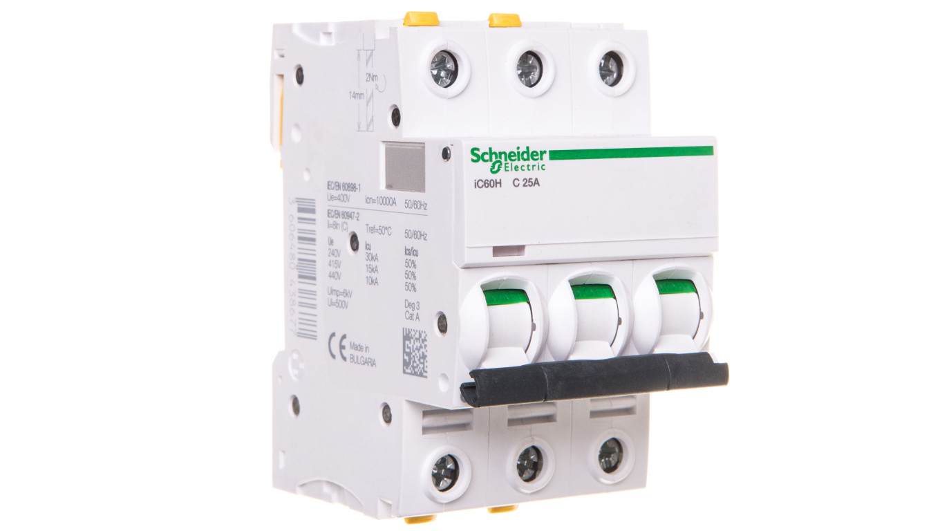 Wyłącznik nadprądowy 3P C 25A 10kA AC iC60H-C25-3 A9F07325