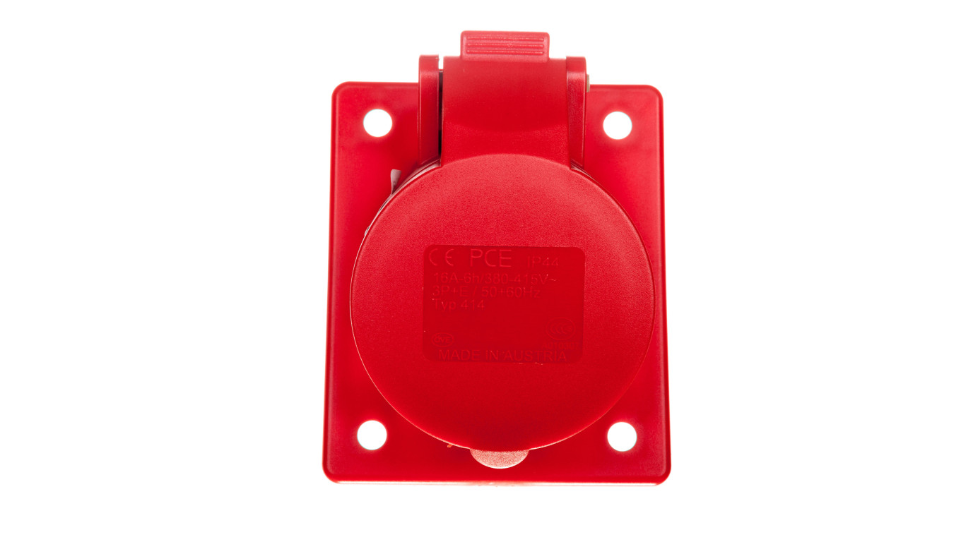 Gniazdo tablicowe skośne 16A 4P 400V /70x85/ czerwone IP44 TWIST 414-6