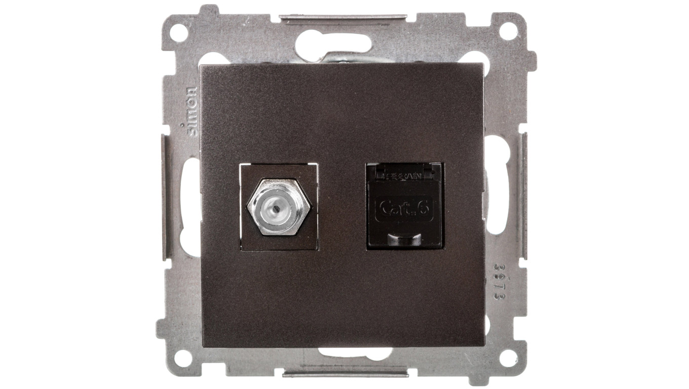 Simon 54 Gniazdo antenowe i komputerowe typu F i RJ45 kat.6 antracyt DASFRJ45.01/48