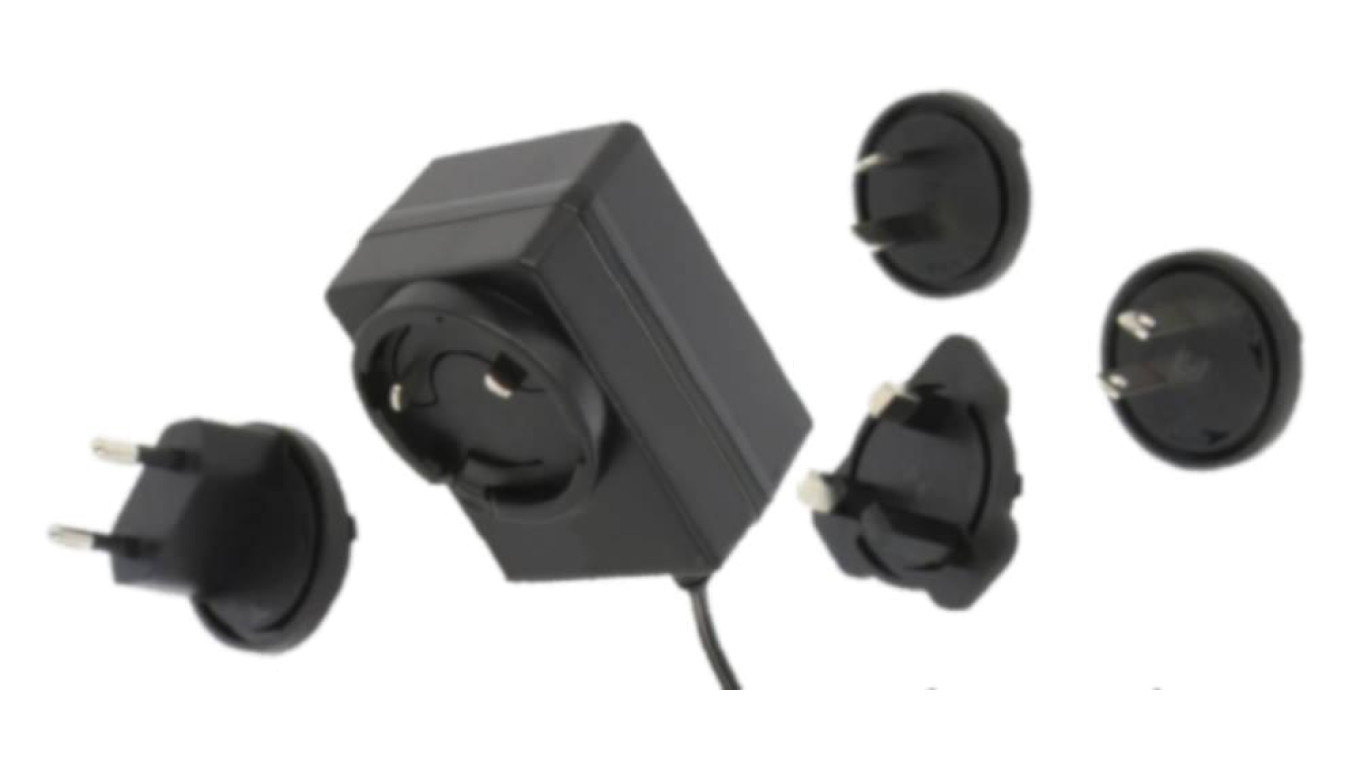 POSB12100A-E1/U1/U2/A3 czarny adapter horyzontalny, 12V/1A/12W wtyk AC: EU/US/UK/AU. wtyk DC:2.1/5.5(+)
