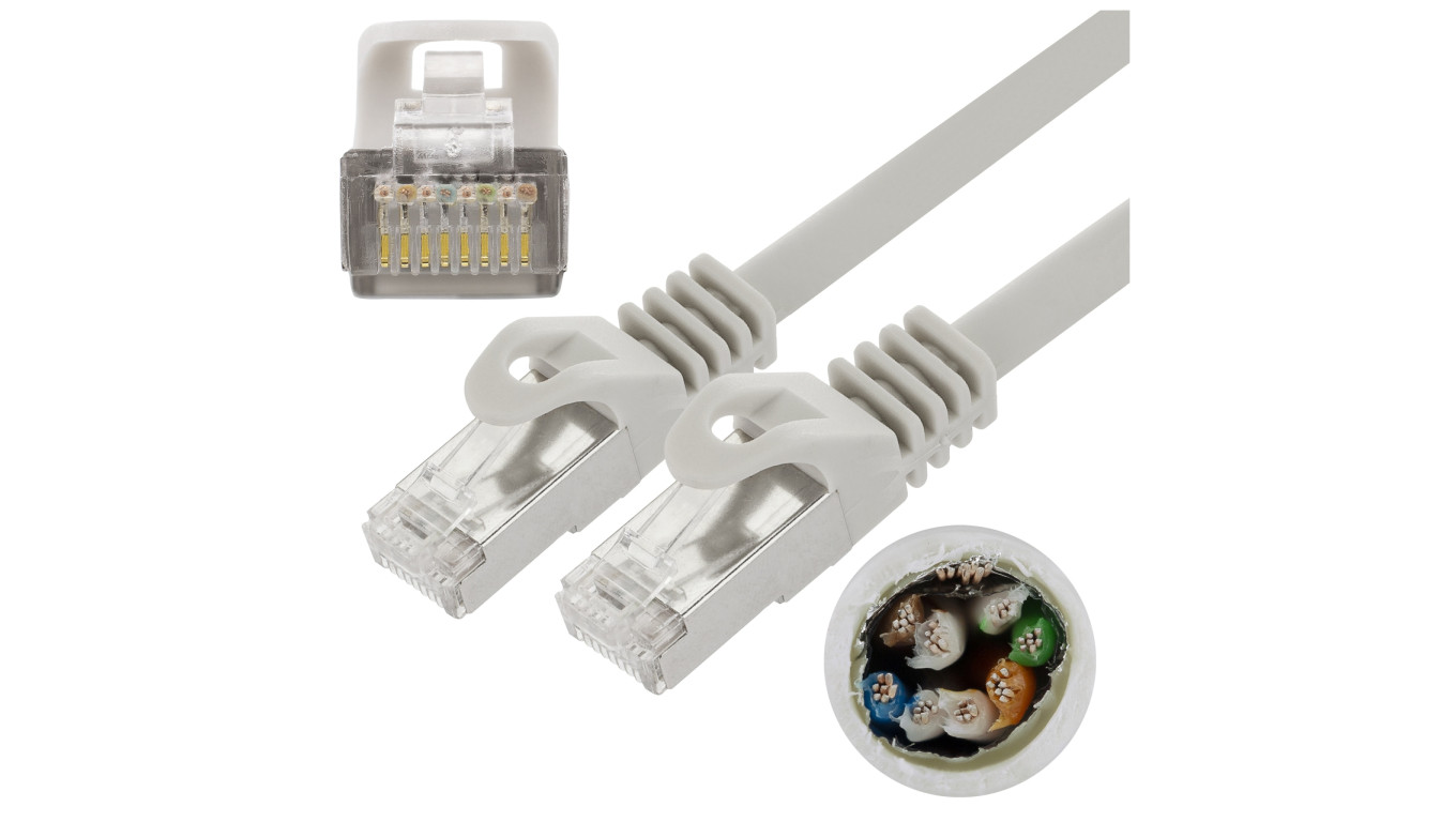 Patchcord FTP kat.5e kabel sieciowy LAN 2x RJ45 linka szary 0,5m NEKU