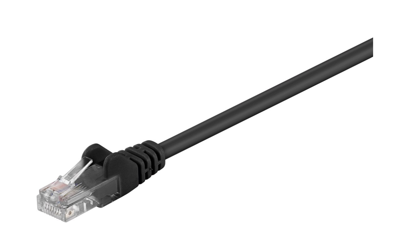 CAT 5e Kabel łączący, U/UTP, czarny - Długość kabla 1.5 m