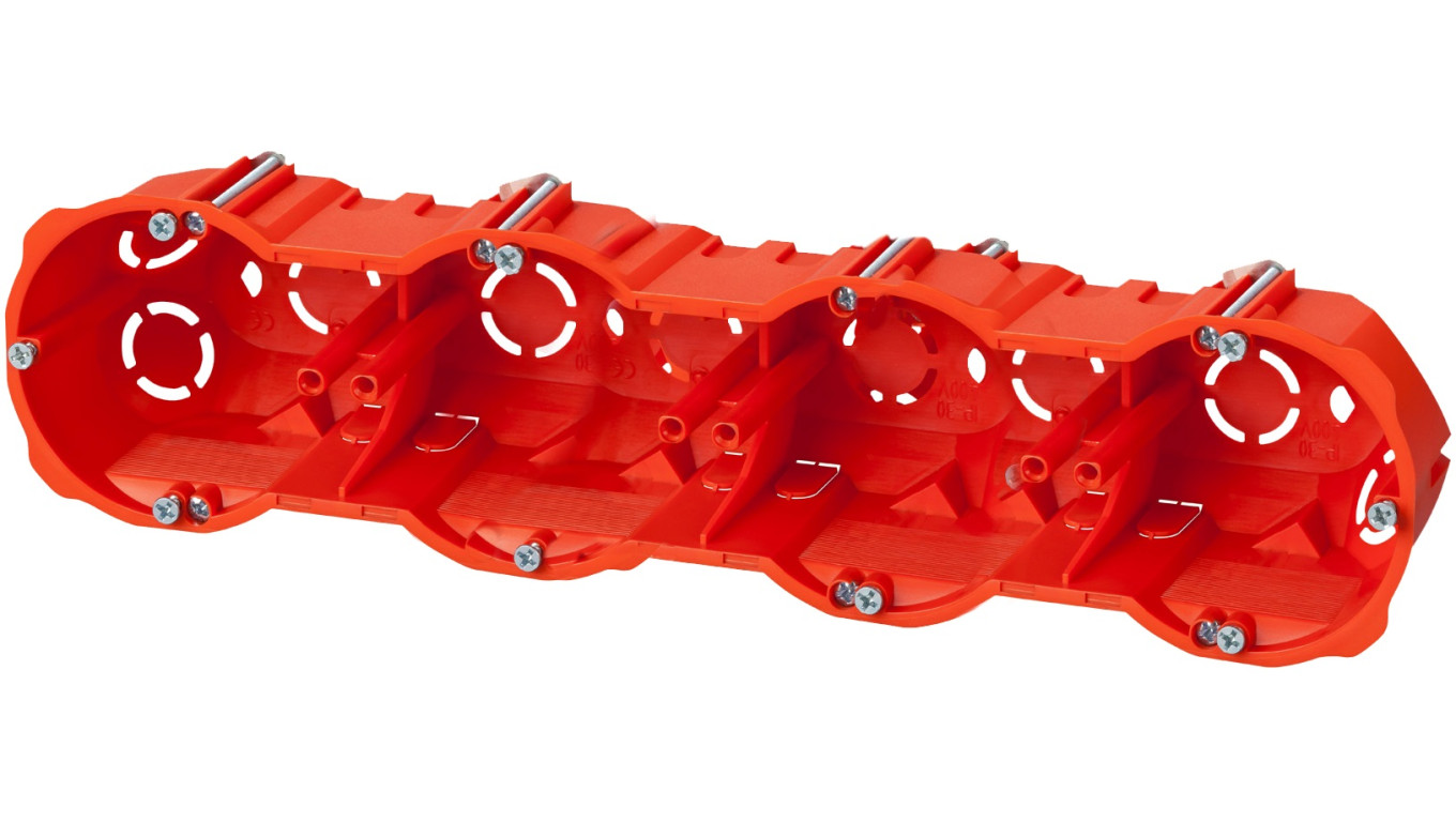 Puszka podtynkowa 4x60mm regips głęboka z wkrętami czerwona PK-4x60 0288-00