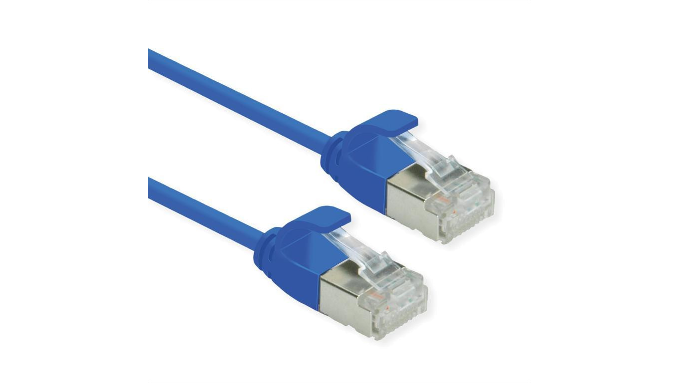 ROLINE F/UTP DataCenter Patch Cord Cat.6A (Class EA), LSOH, bardzo cienki, niebieski, 0,3 m