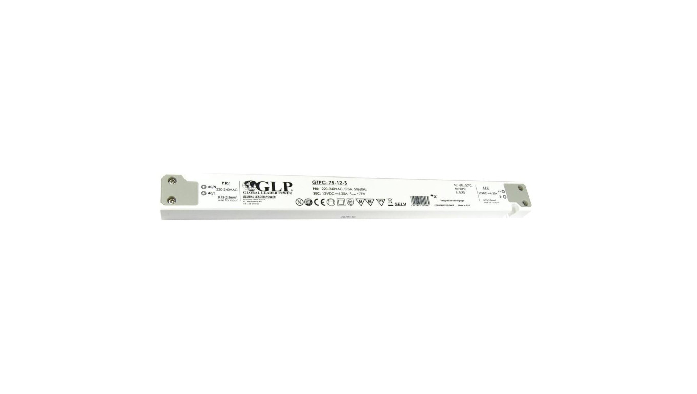 GLP Zasilacz LED GTPC-75-12-S 75W 12V DC 6,25A meblowy