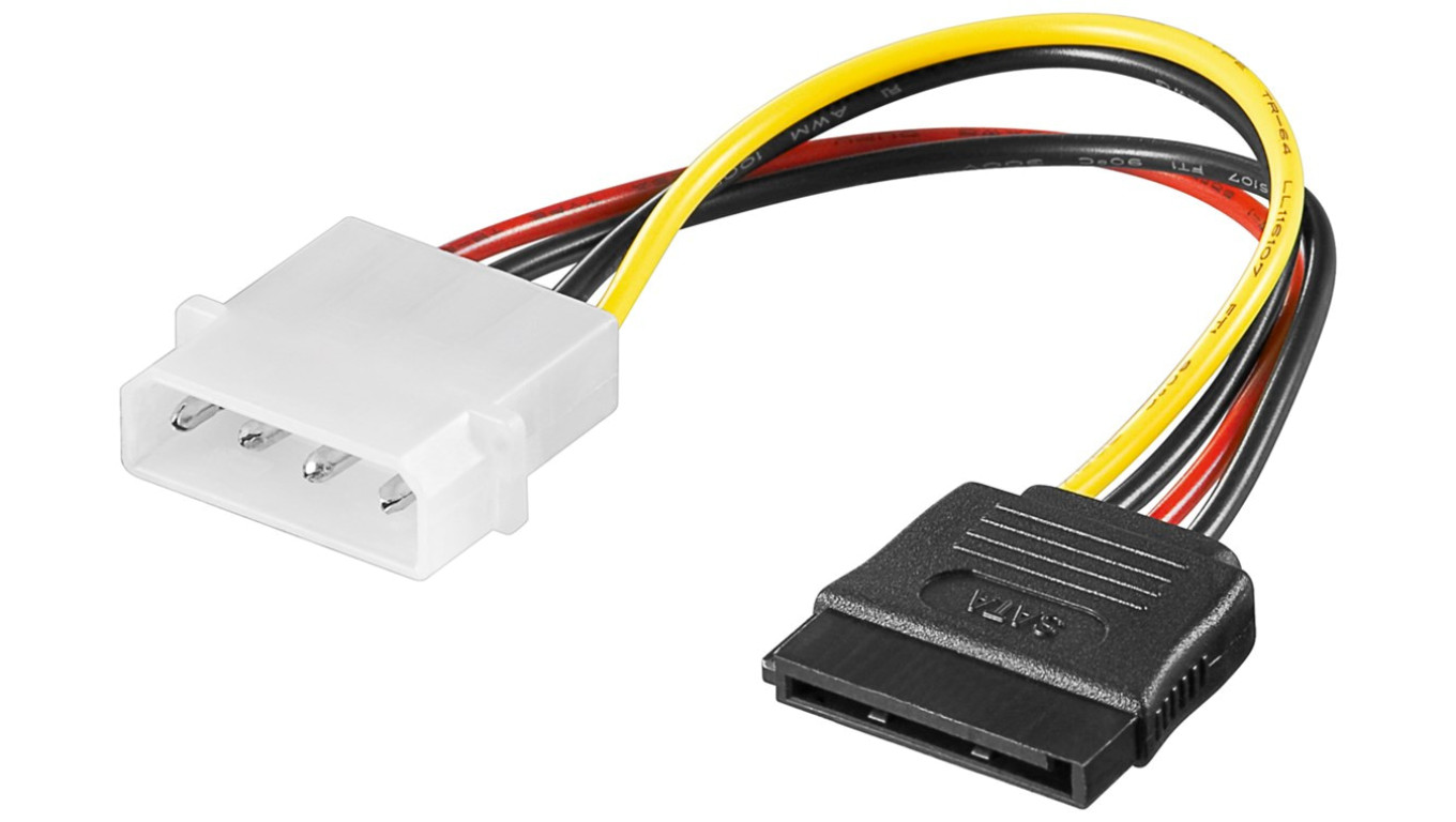 Kabel zasilający adapter zasilający do komputera, wtyk 5,25 na SATA - Długość kabla 0.13 m