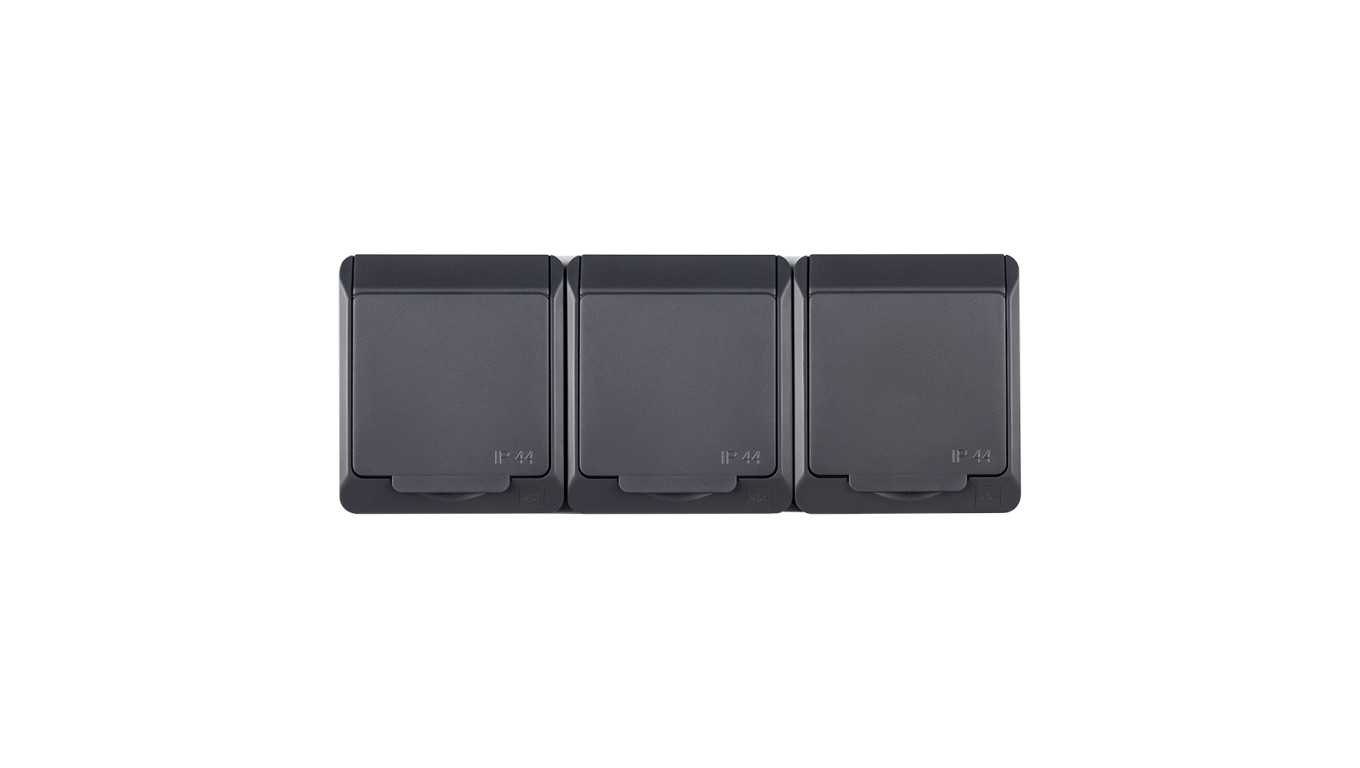 Hermes Gniazdo hermetyczne potrójne z/u Schuko antracyt 16A IP44 0326-07