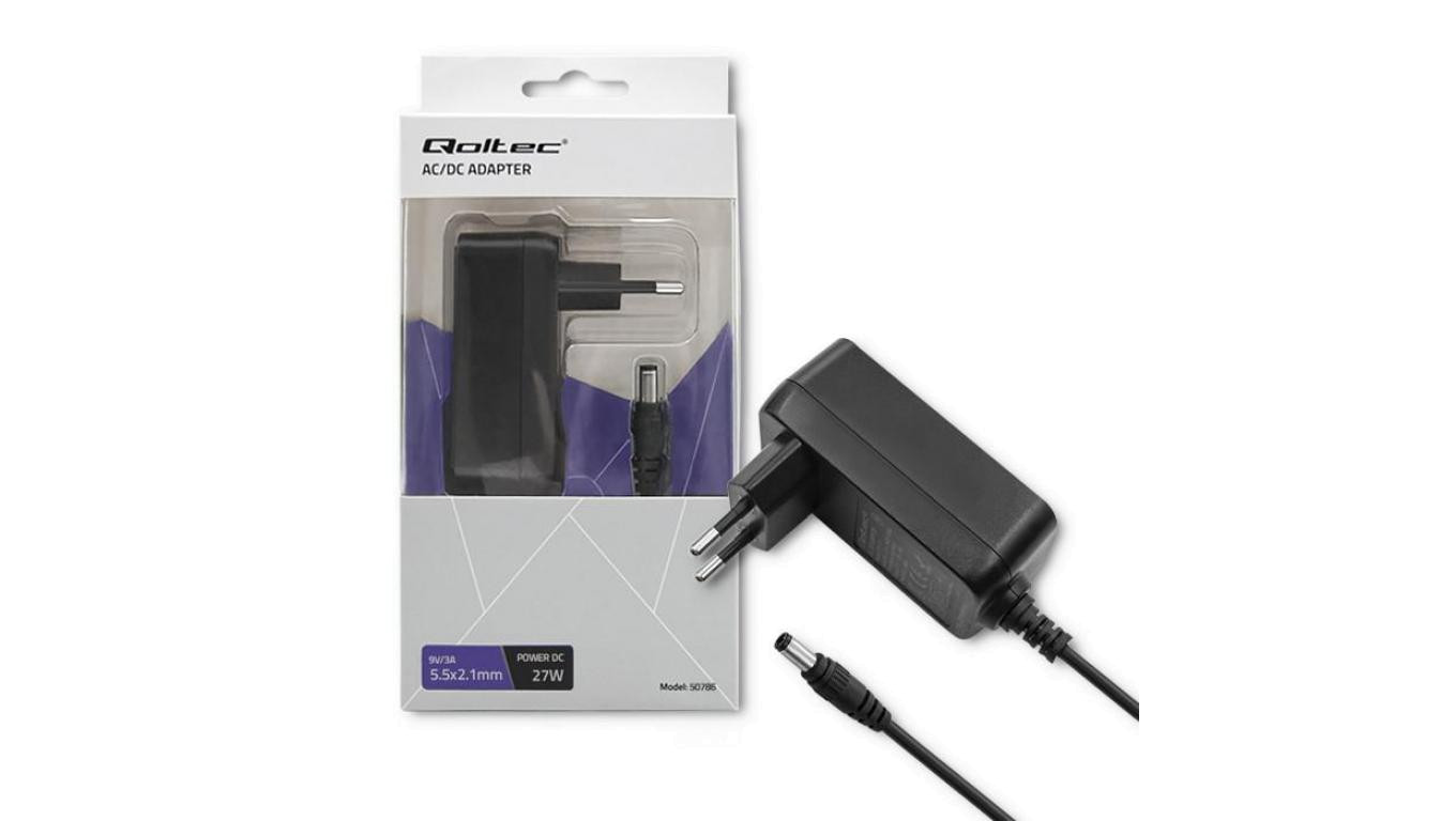 Qoltec Zasilacz wtyczkowy 27W 9V 3A 5.5*2.1
