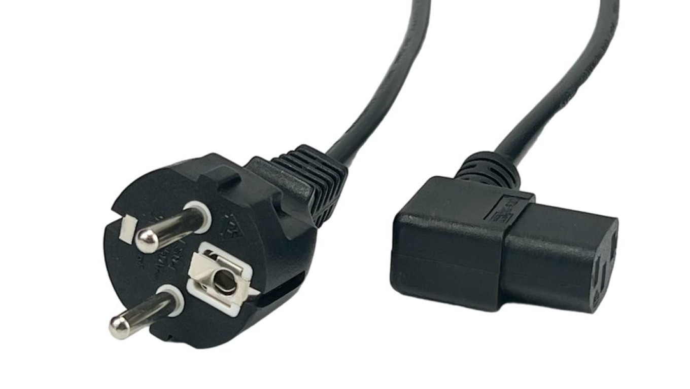 Przewód zasilający kątowy CEE7 IEC C13 - POSAC-C13L-EU18 czarny 1,8m