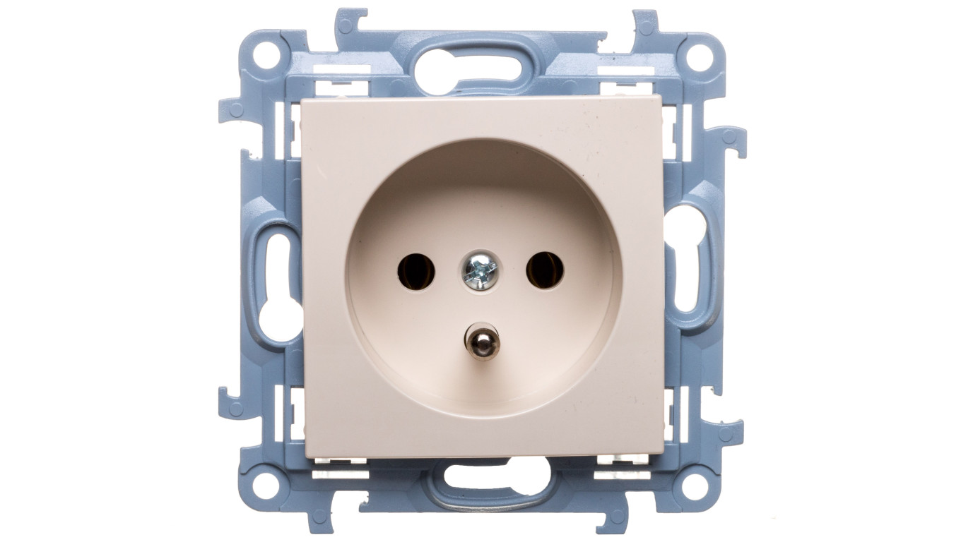 Simon 10 Gniazdo pojedyncze z/u kremowe 16A 250V IP20 CGZ1.01/41