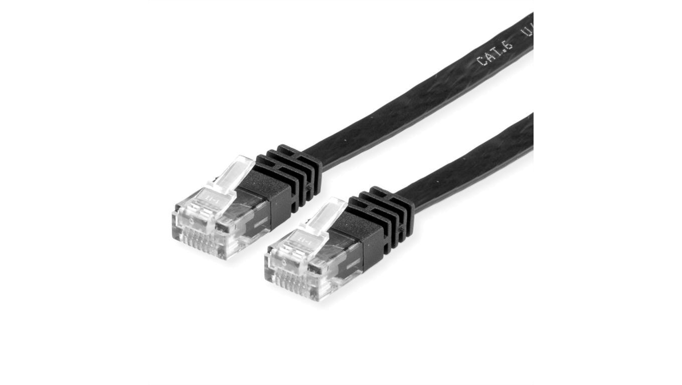 VALUE Kabel krosowy Kat.6 (klasa E) UTP, bardzo płaski, płaski, czarny, 3 m