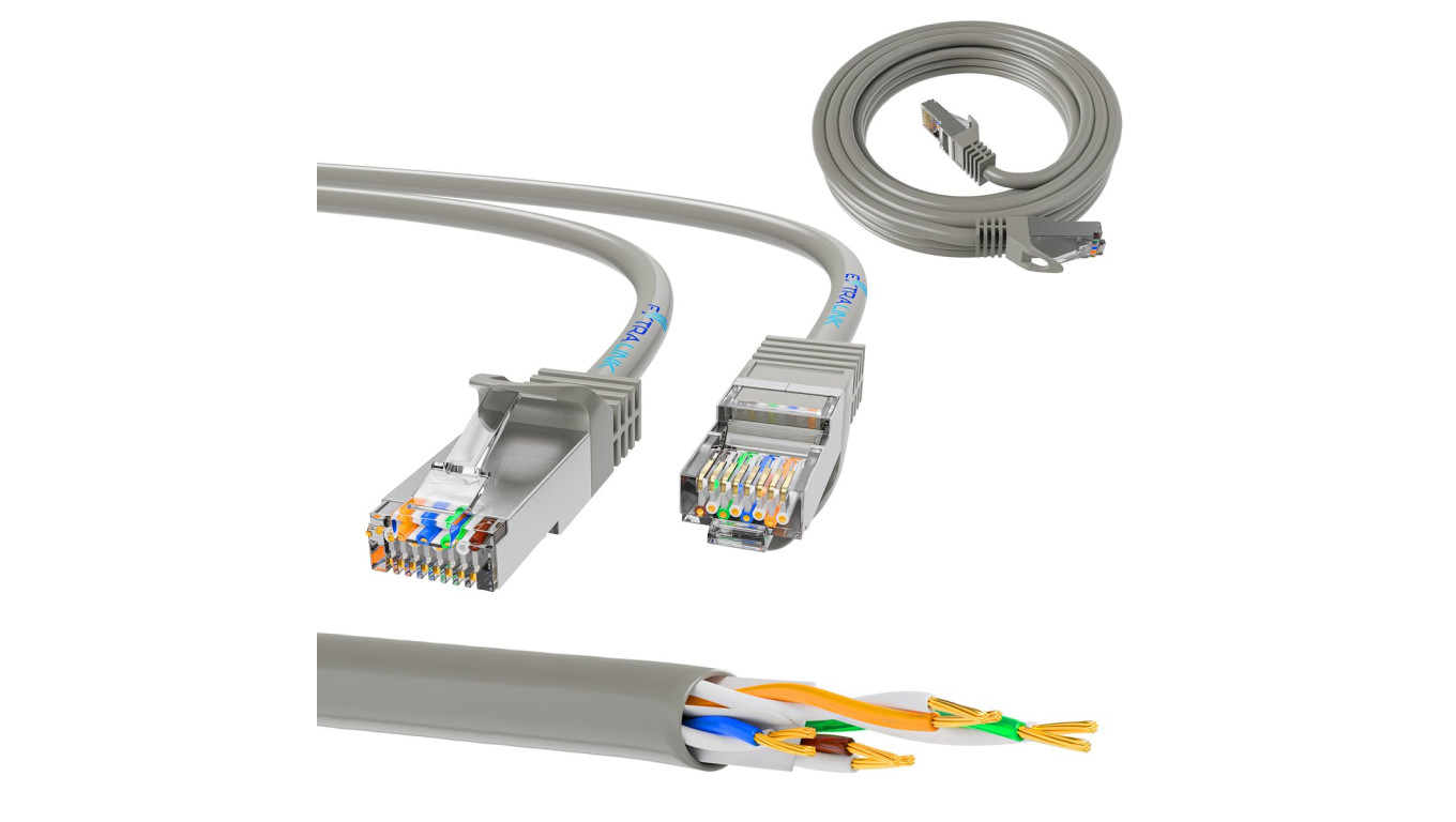 Patchcord LAN Miedź Kabel sieciowy skrętka Extralink Kat.5e UTP 10m