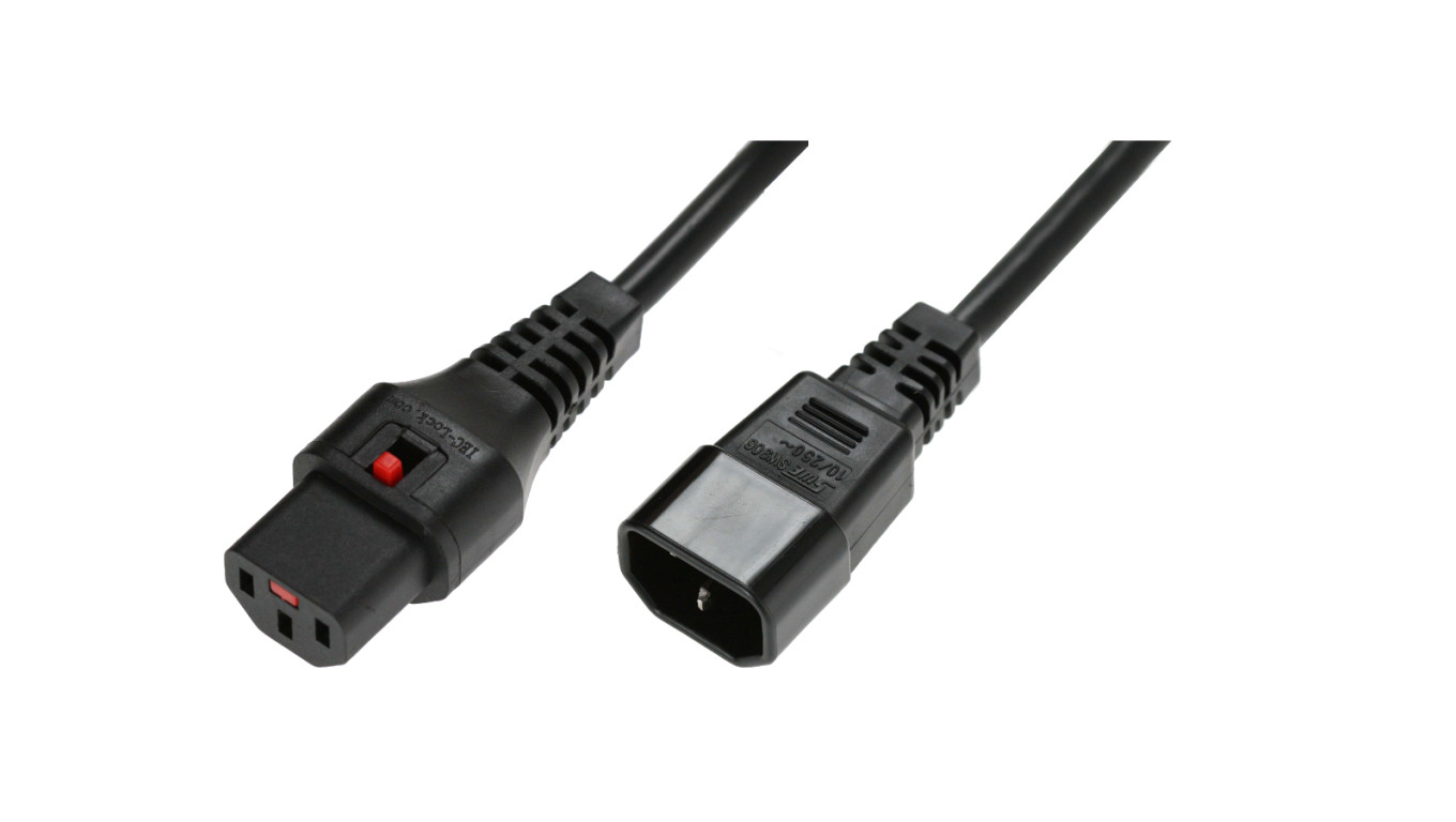 Kabel przedłużający zasilający 3x1 IEC C14/IEC C13 prosty M/Ż czarny IEC-PC1021 /2m/
