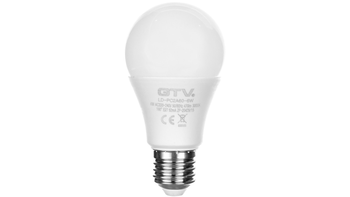 Żarówka LED E27 A60 6W 470lm ciepła biała AC230V 160st. LD-PC2A60-6W