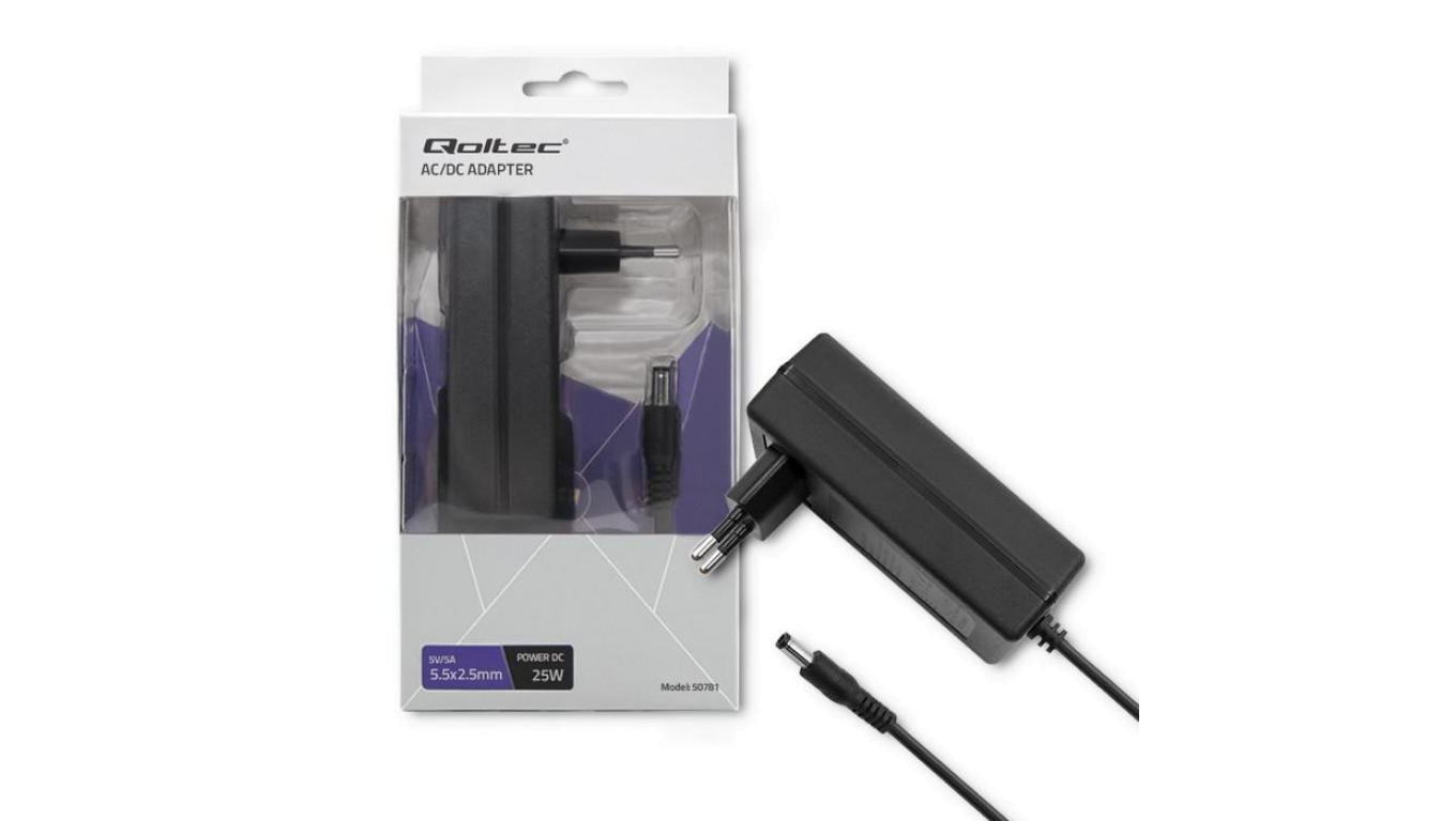 Qoltec Zasilacz wtyczkowy 25W 5V 5A 5.5*2.5