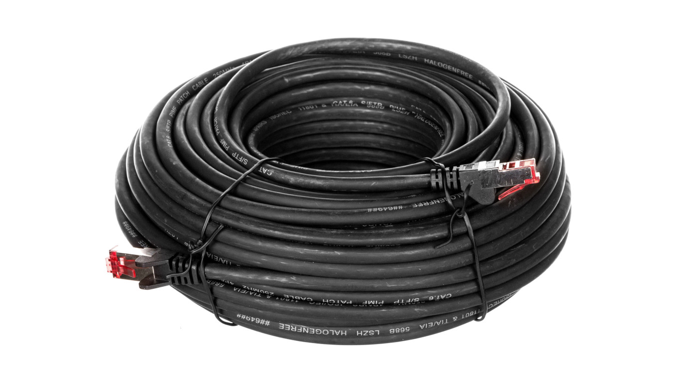 Kabel krosowy patchcord S/FTP (PiMF) kat.6 LSZH czarny 30m 68699