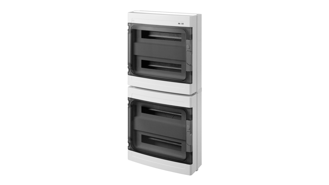 Rozdzielnica modułowa hermetyczna 4x18 natynkowa EP-LUX PLUS RN 4/72 (obudowy łączone 2x2x36mod) (N+PE) IP65 szara 1964-01